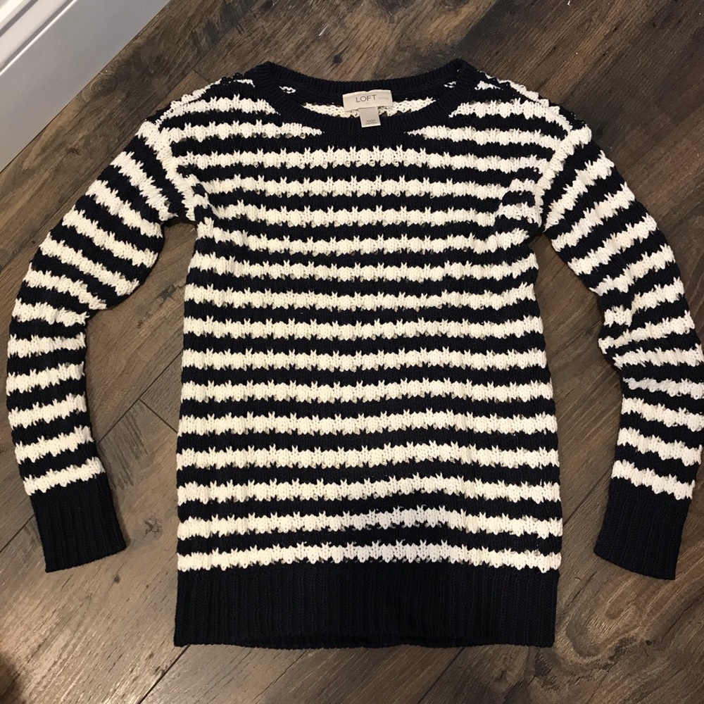 LOFT Navy & White Sweater - XXSP